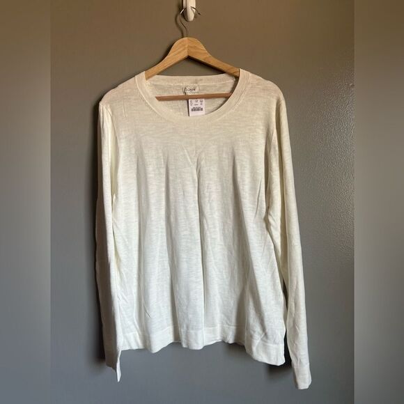 J. Crew factory cream white lightweight pull over sweater XXL casual office prep - Picture 1 of 8